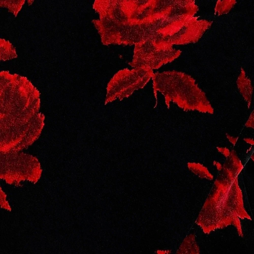 Talbots Red Rose Floral Velvet Jacket Size 2 Black Cotton Blazer Holiday Winter